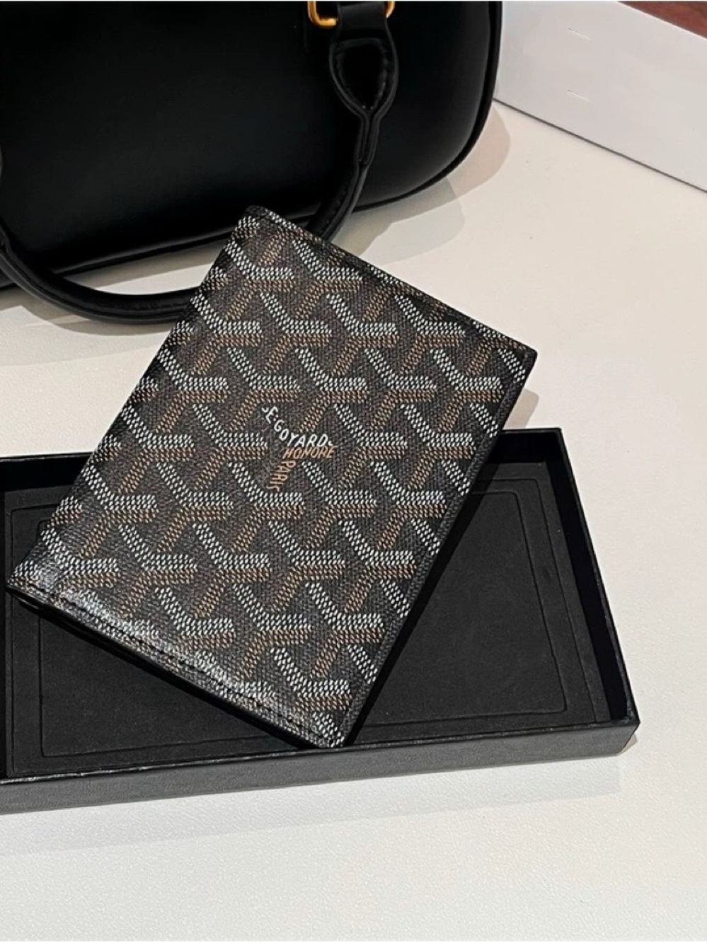 New Goyard Grenelle Passport Cover/ Black